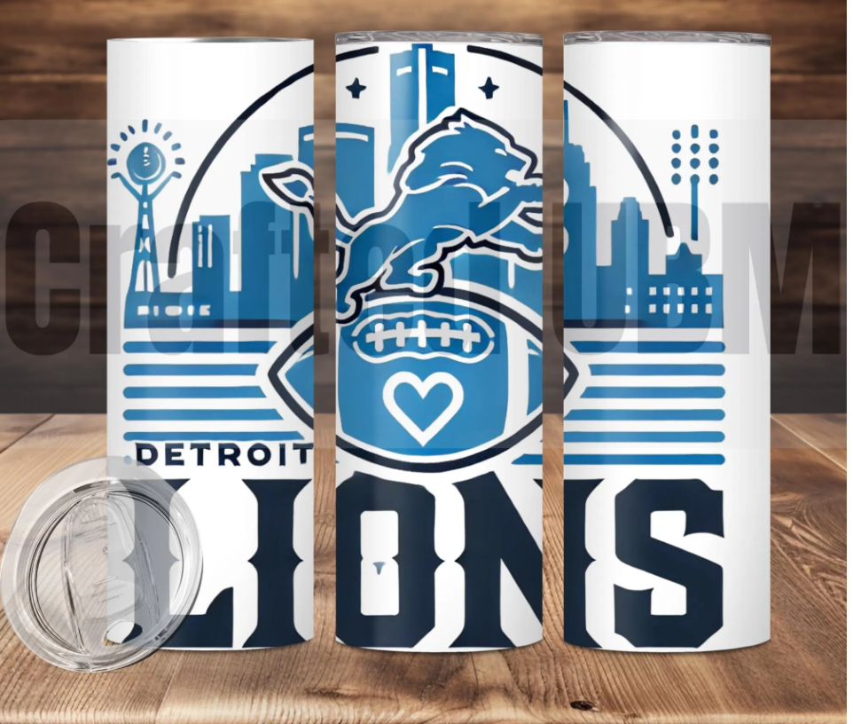 Detroit Lions Tumbler Wrap PNG | Instant Download | 20oz Skinny Tumbler Wrap |  Football Fan Gift