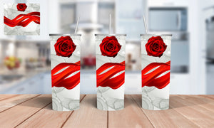 Rose Design 20oz Sublimation Tumbler Wrap, Red, 9.2 x 8.3” Straight Skinny Tumbler Wrap PNG, sublimation design, instant download