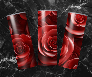 Red Rose Design 20oz Sublimation Tumbler Wrap, Red, 9.2 x 8.3” Straight Skinny Tumbler Wrap PNG, sublimation design, instant download