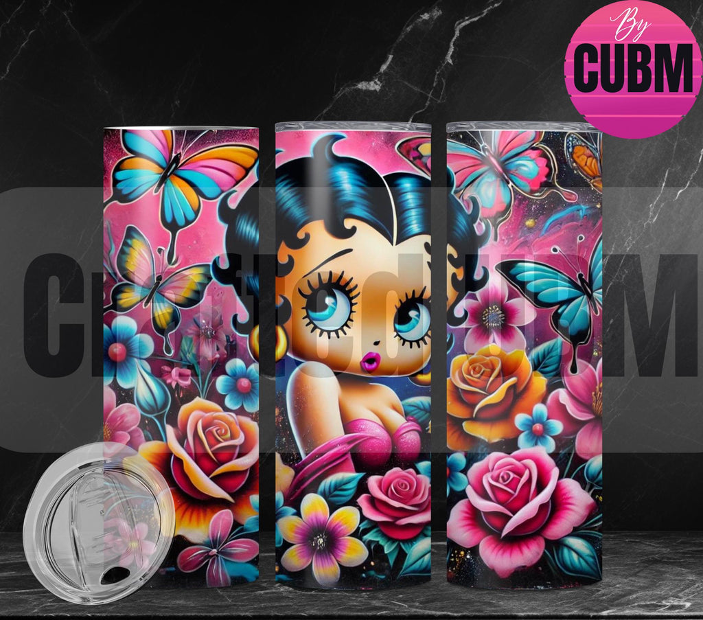 20oz Tumbler Wrap, Betty Boop-Inspired 20oz Tumbler Wrap PNG | Retro Glamour Design for DIY Tumblers | Instant Download