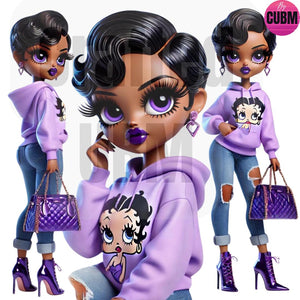 Betty Boop Inspired Download, Purple, PNG, urban shirt png, Instant Download
