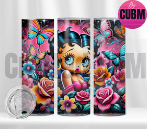 20oz Tumbler Wrap, Betty Boop-Inspired 20oz Tumbler Wrap PNG | Retro Glamour Design for DIY Tumblers | Instant Download