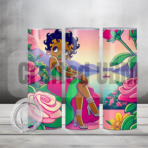 20oz Tumbler Wrap, AKA Betty Boop-Inspired 20oz Tumbler Wrap PNG | Retro Glamour Design for DIY Tumblers | Instant Download