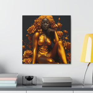 Radiant Melanin: The Majesty of an Orange Goddess Canvas