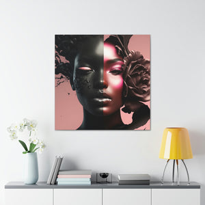 Beautiful Black Woman Dipped In Rose Gold Pink Canvas